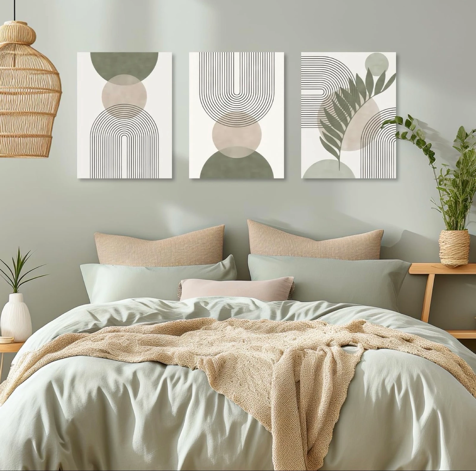 Lot de 3 Tableaux Décoratifs Style Scandinave - Design Abstrait Moderne